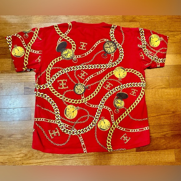 Vtg 90s Enyce Red & Gold Pocket Watch t-shirt sz 4XL - Picture 2 of 5